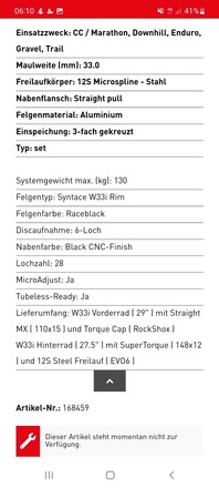 Syntace W33I LAUFRADSATZ 29"/27.5"